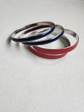 Source Unknown Blue and Red Enamel Bangle Stack